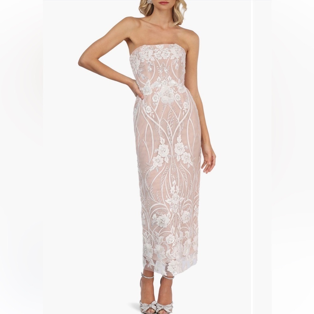 NWT Helsi Catherine Sequin Lace Strapless Bridal Dress XS - Picture 2 of 11